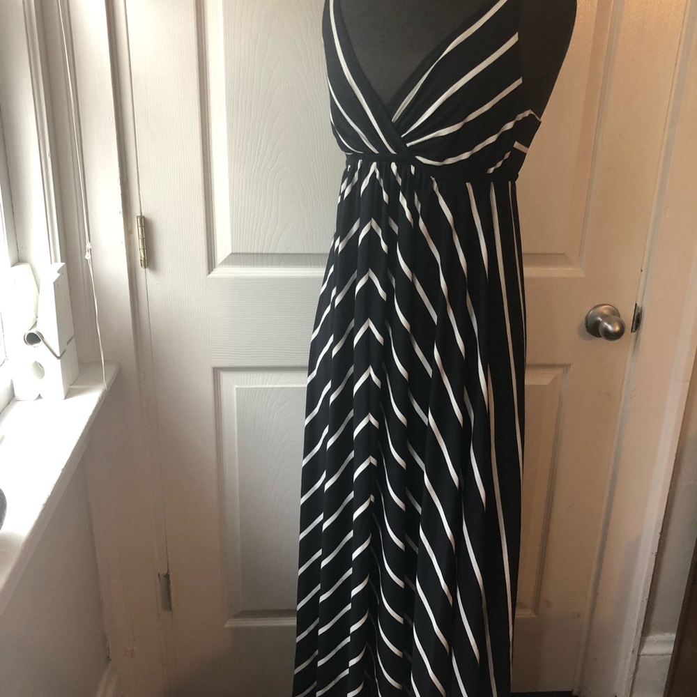 NWOT Soma Black & White Stripe Maxi Dress